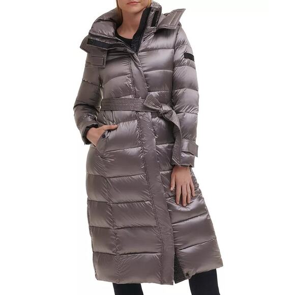 NWT Karl Lagerfeld Paris Hooded Down Long Puffer Coat Size Small - Picture 2 of 4